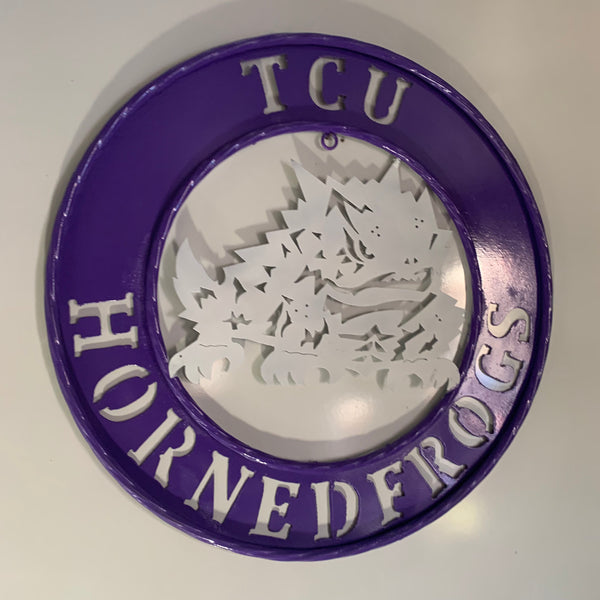 18",24",32" TCU HORNED FROGS CUSTOM METAL VINTAGE CRAFT TEAM SIGN WESTERN HOME DECOR HANDMADE