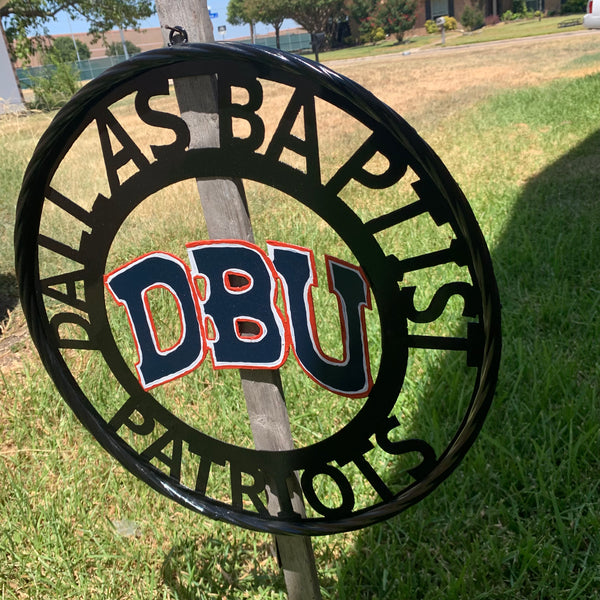 DBU DALLAS BAPTIST PATRIOTS CUSTOM METAL VINTAGE CRAFT TEAM SIGN WESTERN HOME DECOR HANDMADE