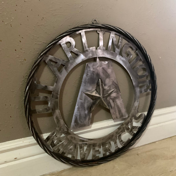 UTA ARLINGTON CUSTOM RAW METAL VINTAGE CRAFT TEAM SIGN WETSERN HOME DECOR HANDMADE