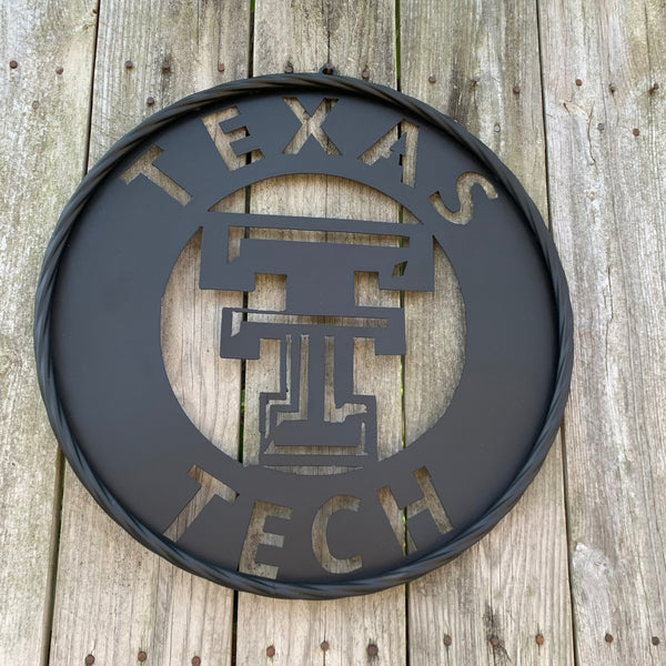 12",18",24",32",36" TEXAS TECH RUSTIC BLACK CUSTOM METAL VINTAGE CRAFT TEAM SIGN HANDMADE TO ORDER