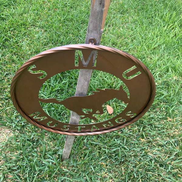 SMU MUSTANGS HAMMERED COPPER METAL CUSTOM VINTAGE CRAFT WALL ART TEAM SIGN HANDMADE