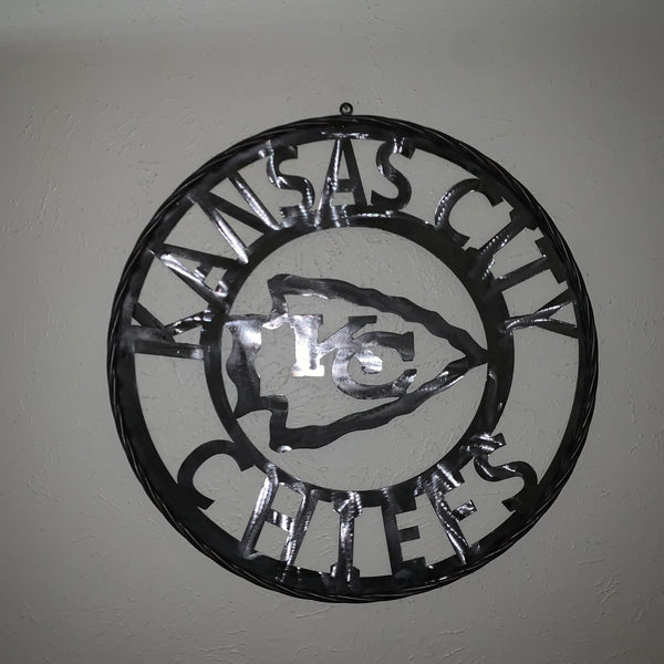 KANSAS CITY CHIEFS RAW METAL CUSTOM METAL LASERCUT VINTAGE CRAFT TEAM DECOR HANDMADE