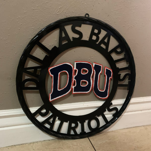 DBU DALLAS BAPTIST PATRIOTS CUSTOM METAL VINTAGE CRAFT TEAM SIGN WESTERN HOME DECOR HANDMADE