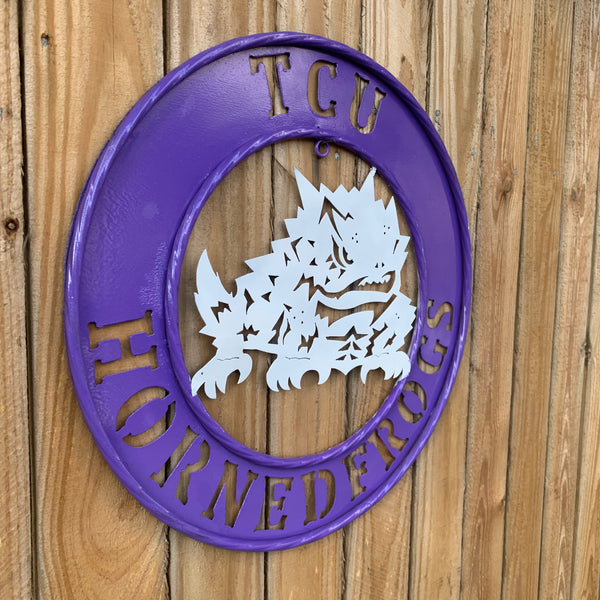 18",24",32" TCU HORNED FROGS CUSTOM METAL VINTAGE CRAFT TEAM SIGN WESTERN HOME DECOR HANDMADE