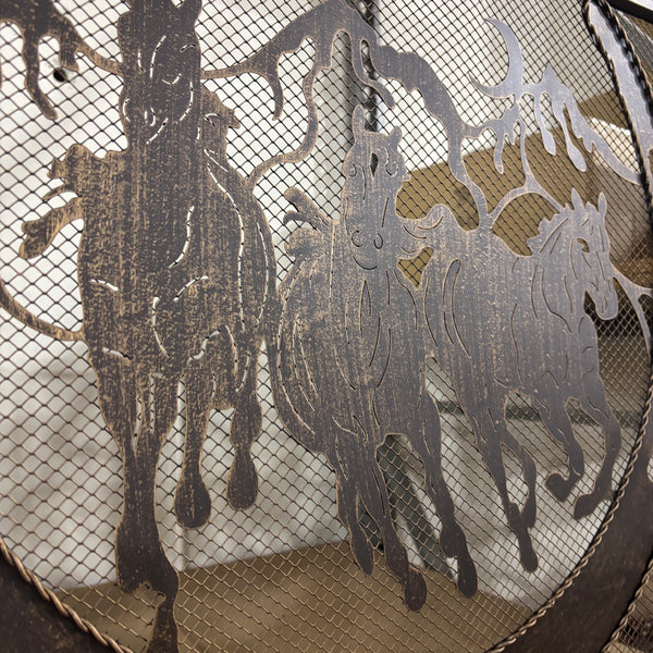 RUNNING HORSE METAL FIREPLACE SCREEN 40" X 33.5" WESTERN HOME DECOR HANDMADE #EH80005