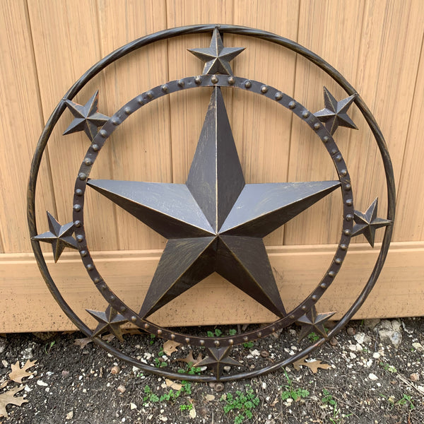 24" MULTI STAR BEADED COLIBROX BARN STAR METAL LONESTAR WESTERN HOME DECOR HANDMADE RUSTIC DARK BRONZE NEW