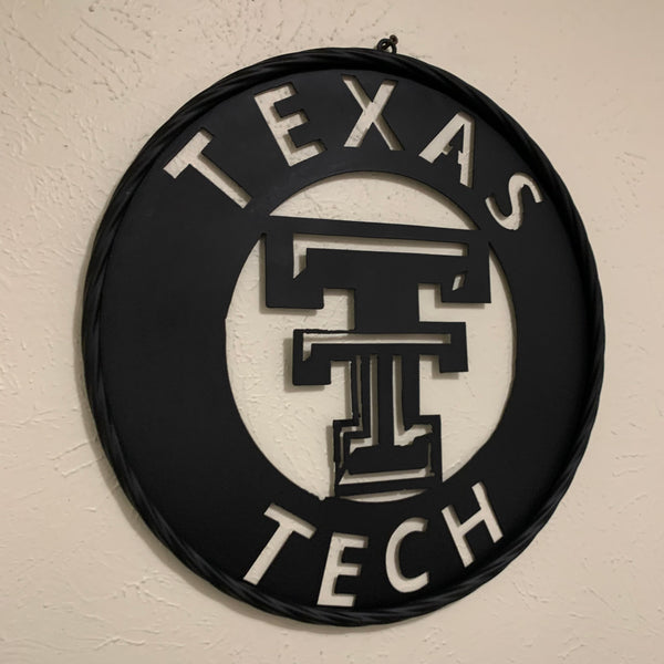 12",18",24",32",36" TEXAS TECH RUSTIC BLACK CUSTOM METAL VINTAGE CRAFT TEAM SIGN HANDMADE TO ORDER