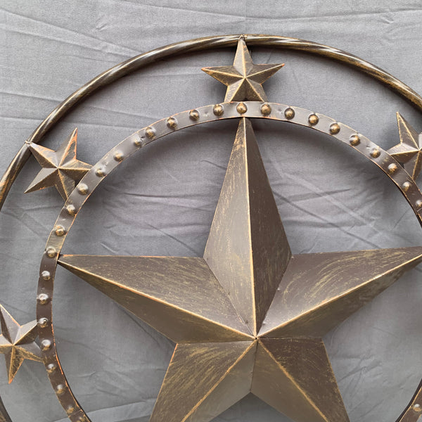 24" MULTI STAR BEADED COLIBROX BARN STAR METAL LONESTAR WESTERN HOME DECOR HANDMADE RUSTIC DARK BRONZE NEW