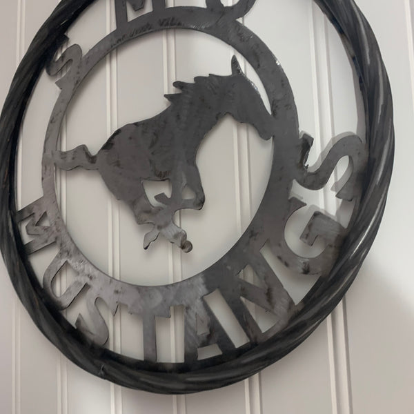 12",18",24",32",36" SMU MUSTANGS RAW METAL CUSTOM VINTAGE CRAFT WALL ART TEAM SIGN HANDMADE