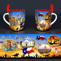 #SI7399-6 TEXAS SPOON & ARMADILLO COFFEE MUG WESTERN HOME DECOR BRAND NEW -- FREE SHIPPING