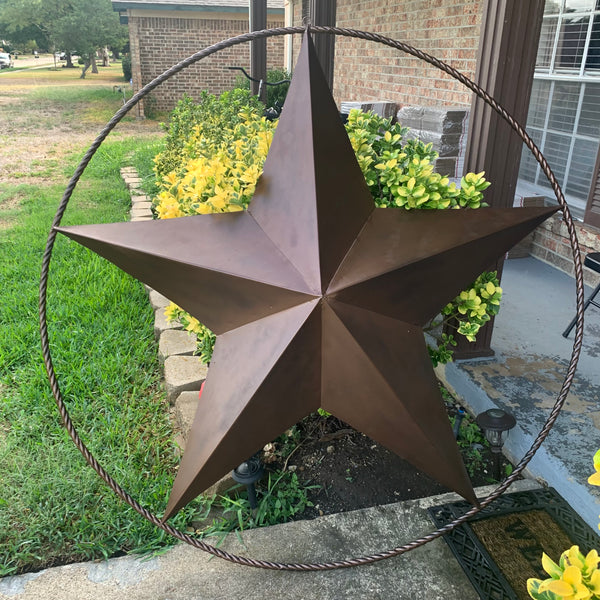 LONE STAR 60" BARN STAR METAL RUSTIC  BRONZE VINTAGE COPPER WALL ART WESTERN HOME DECOR HANDMADE NEW EH10524