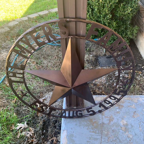 MYERS STYLE YOUR CUSTOM NAME STAR BARN STAR METAL LONE STAR WESTERN HOME DECOR RUSTIC BLACK HANDMADE 24",32",36",50"