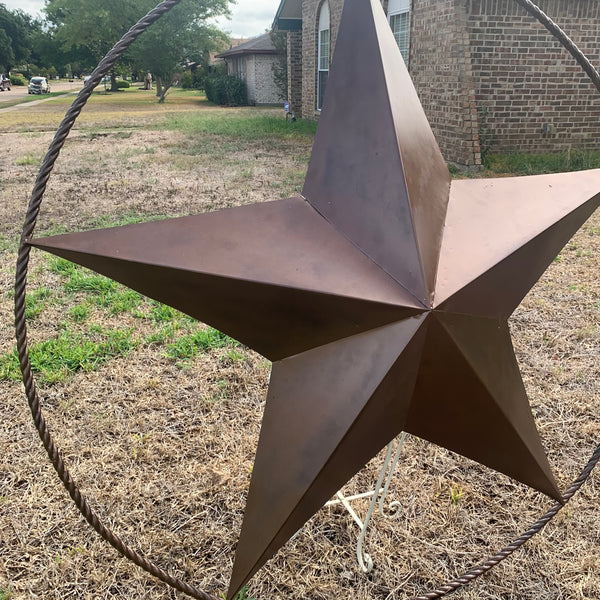 LONE STAR 60" BARN STAR METAL RUSTIC  BRONZE VINTAGE COPPER WALL ART WESTERN HOME DECOR HANDMADE NEW EH10524