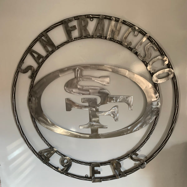 36" SAN FRANCISCO 49ERS CUSTOM RAW METAL VINTAGE CRAFT TEAM SIGN HAND MADE IN USA