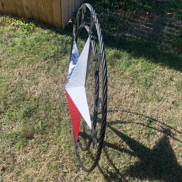 TEXAS LICENSE PLATE BARN STAR METAL LONE STAR TWISTED BLACK RING & LETTERS WESTERN HOME DECOR HANDMADE NEW