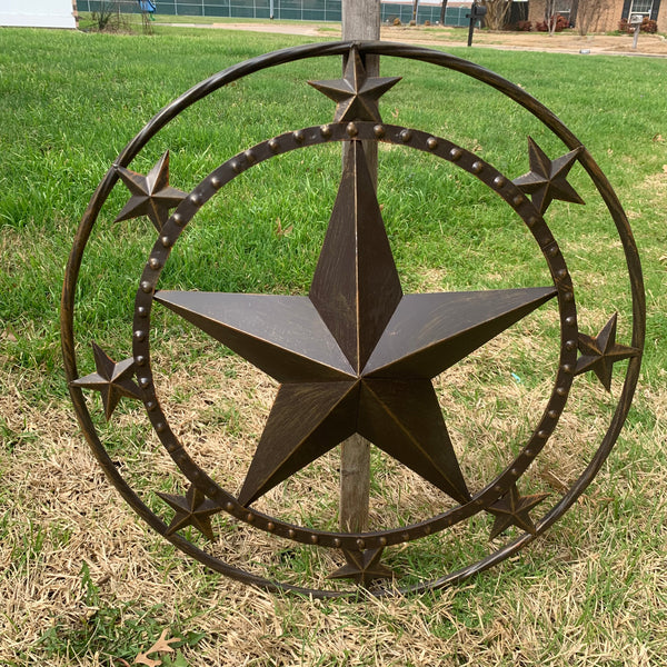 24" MULTI STAR BEADED COLIBROX BARN STAR METAL LONESTAR WESTERN HOME DECOR HANDMADE RUSTIC DARK BRONZE NEW