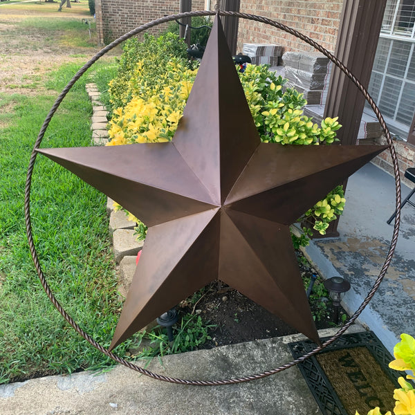 LONE STAR 60" BARN STAR METAL RUSTIC  BRONZE VINTAGE COPPER WALL ART WESTERN HOME DECOR HANDMADE NEW EH10524