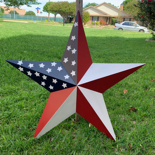 USA FLAG STAR STYLE# 5 RED WHITE & BLUE AMERICANA METAL BARN STAR WALL ART HANDMADE TO ORDER NEW