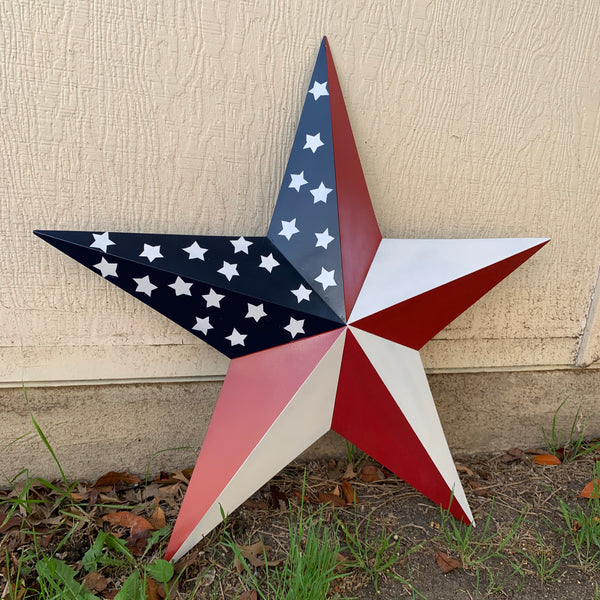 USA FLAG STAR STYLE# 5 RED WHITE & BLUE AMERICANA METAL BARN STAR WALL ART HANDMADE TO ORDER NEW