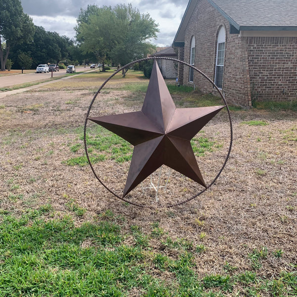 LONE STAR 60" BARN STAR METAL RUSTIC  BRONZE VINTAGE COPPER WALL ART WESTERN HOME DECOR HANDMADE NEW EH10524