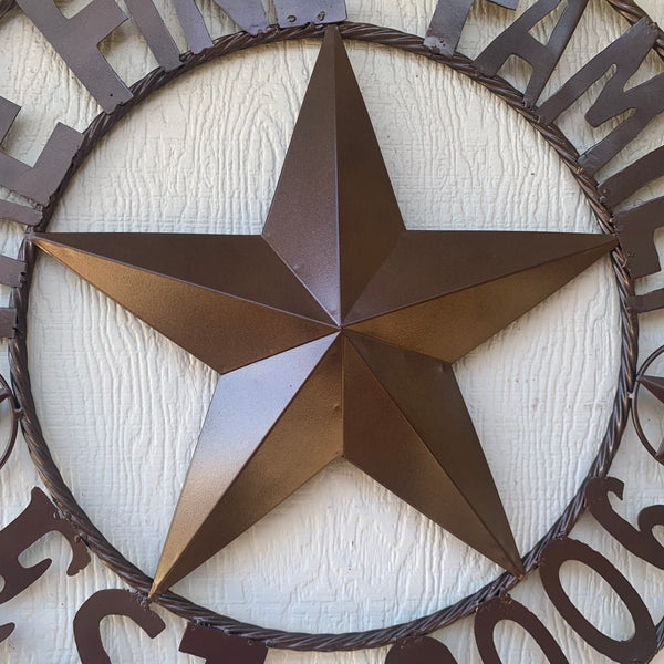 FINE FAMILY STYLE YOUR CUSTOM NAME STAR BARN STAR METAL LONE STAR WESTERN HOME DECOR RUSTIC BRONZE HANDMADE 24",32",36",50"