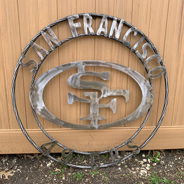 36" SAN FRANCISCO 49ERS CUSTOM RAW METAL VINTAGE CRAFT TEAM SIGN HAND MADE IN USA
