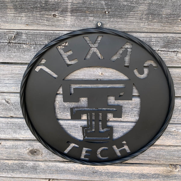 12",18",24",32",36" TEXAS TECH RUSTIC BLACK CUSTOM METAL VINTAGE CRAFT TEAM SIGN HANDMADE TO ORDER
