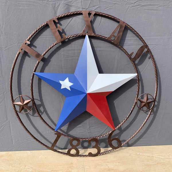 1836 TEXAS FLAG STAR RED WHITE BLUE TWISTED BRONZE RING WESTERN HOME DECOR HANDMADE NEW