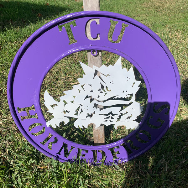 18",24",32" TCU HORNED FROGS CUSTOM METAL VINTAGE CRAFT TEAM SIGN WESTERN HOME DECOR HANDMADE