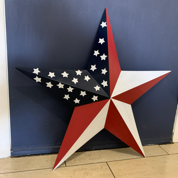 USA FLAG STAR STYLE# 5 RED WHITE & BLUE AMERICANA METAL BARN STAR WALL ART HANDMADE TO ORDER NEW