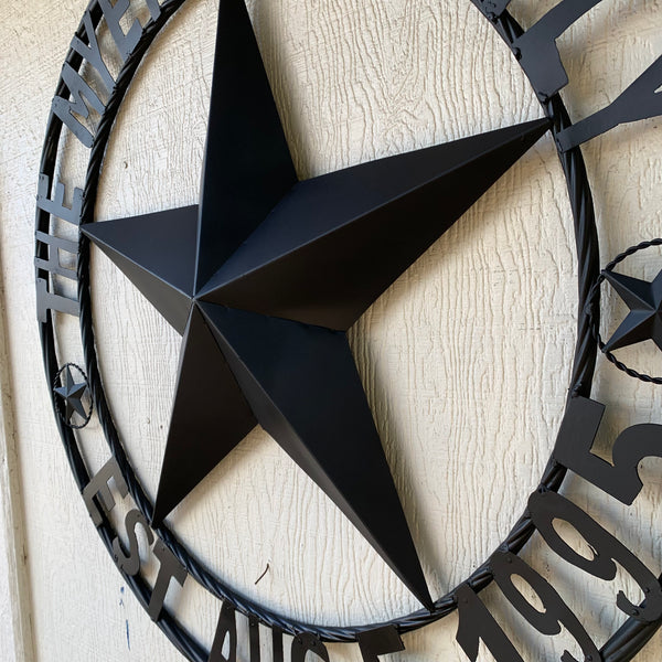 MYERS STYLE YOUR CUSTOM NAME STAR BARN STAR METAL LONE STAR WESTERN HOME DECOR RUSTIC BLACK HANDMADE 24",32",36",50"