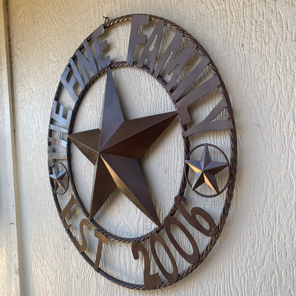 FINE FAMILY STYLE YOUR CUSTOM NAME STAR BARN STAR METAL LONE STAR WESTERN HOME DECOR RUSTIC BRONZE HANDMADE 24",32",36",50"