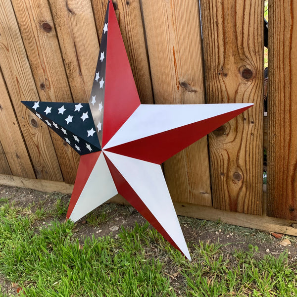 USA FLAG STAR STYLE# 5 RED WHITE & BLUE AMERICANA METAL BARN STAR WALL ART HANDMADE TO ORDER NEW