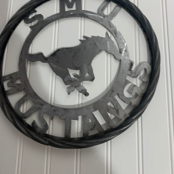 12",18",24",32",36" SMU MUSTANGS RAW METAL CUSTOM VINTAGE CRAFT WALL ART TEAM SIGN HANDMADE