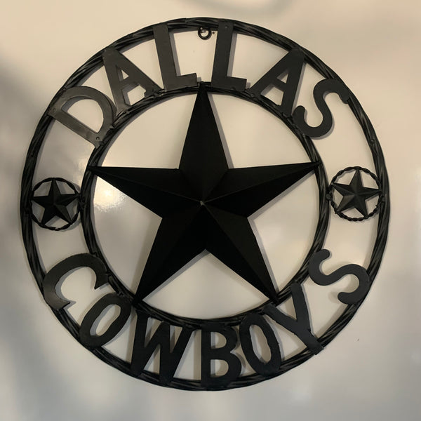 18" DALLAS COWBOYS BLACK STAR CUSTOM METAL VINTAGE LONE STAR WESTERN HOME DECOR HANDMADE