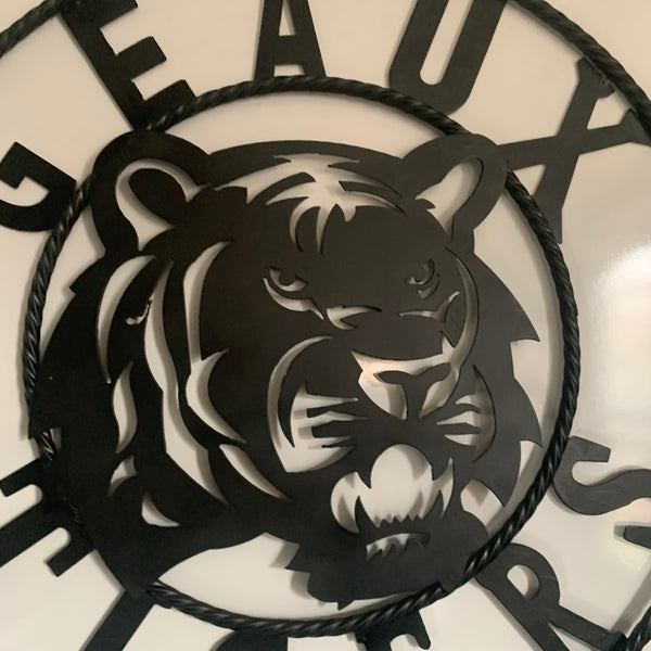 GEAUX TIGERS BLACK CUSTOM METAL VINTAGE CRAFT SIGN TEAM HANDMADE