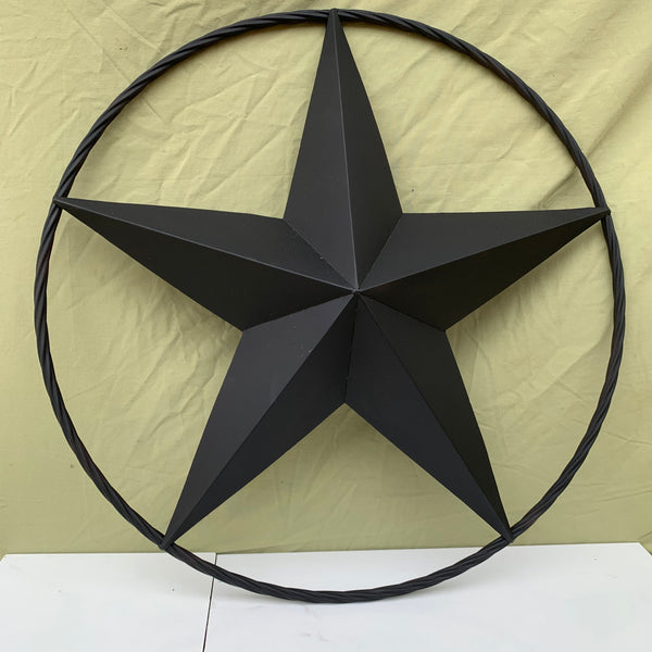 RUSTIC BLACK BARN STAR METAL LONE STAR 3d TWISTED ROPE RING WESTERN HOME DECOR HANDMADE NEW 12",16",24",32",36"-#EH10608