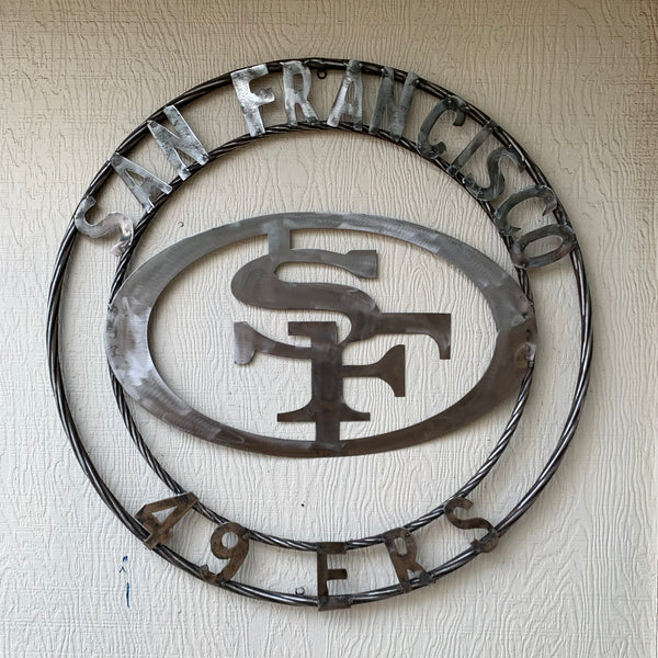 36" SAN FRANCISCO 49ERS CUSTOM RAW METAL VINTAGE CRAFT TEAM SIGN HANDMADE