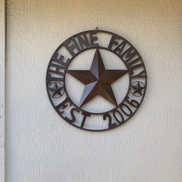 FINE FAMILY STYLE YOUR CUSTOM NAME STAR BARN STAR METAL LONE STAR WESTERN HOME DECOR RUSTIC BRONZE HANDMADE 24",32",36",50"