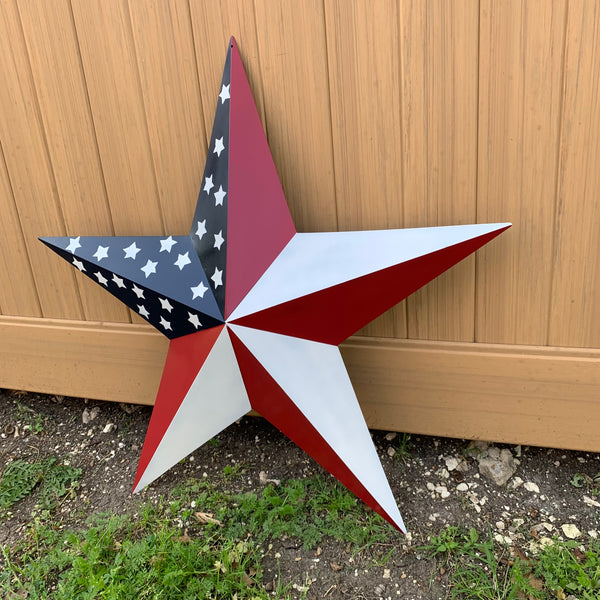 USA FLAG STAR STYLE# 5 RED WHITE & BLUE AMERICANA METAL BARN STAR WALL ART HANDMADE TO ORDER NEW