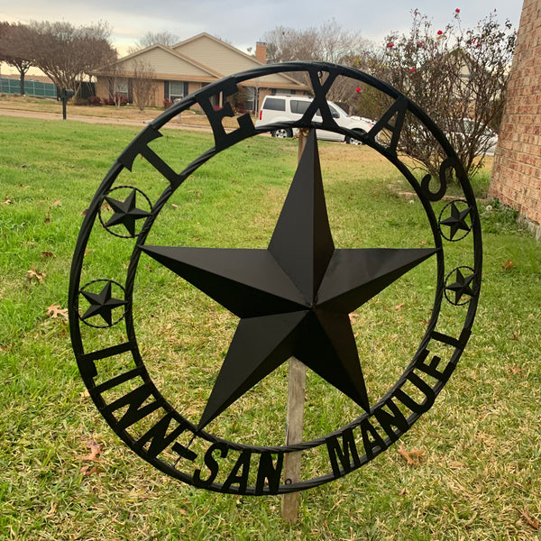 LINN SAN MANUEL STYLE YOUR CUSTOM NAME STAR METAL BARN LONE STAR 3d TWISTED ROPE RING WESTERN HOME DECOR HANDMADE NEW