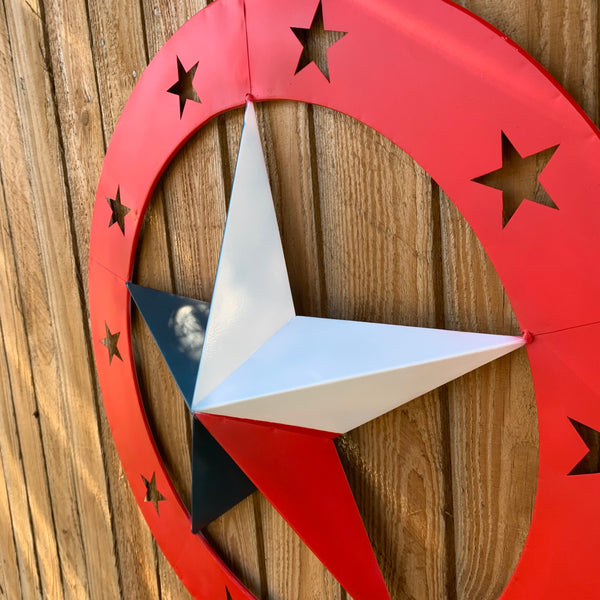 24" WIDE BAND RING BARN STAR METAL LONE STAR 3d WALL ART WESTERN HOME DECOR HANDMADE NEW #EH12758