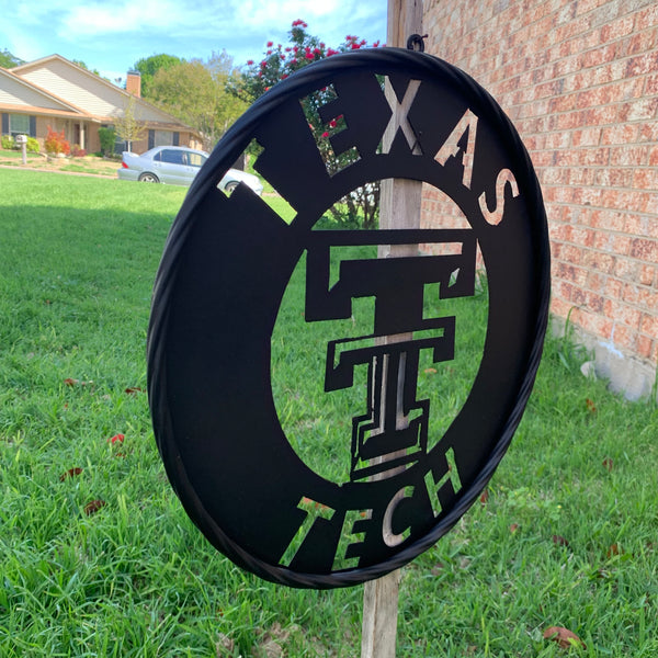 12",18",24",32",36" TEXAS TECH RUSTIC BLACK CUSTOM METAL VINTAGE CRAFT TEAM SIGN HANDMADE TO ORDER