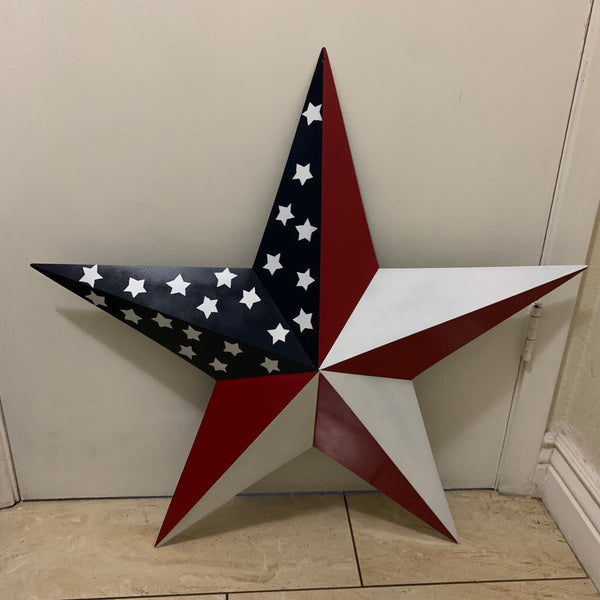 USA FLAG STAR STYLE# 5 RED WHITE & BLUE AMERICANA METAL BARN STAR WALL ART HANDMADE TO ORDER NEW