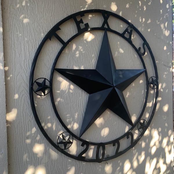 TEXAS 2022 STYLE CUSTOM NAME STAR BARN METAL LONE STAR 3d TWISTED ROPE RING WESTERN HOME DECOR RUSTIC  BLACK HANDMADE 24",32",34",36",40",42",44",46",50"