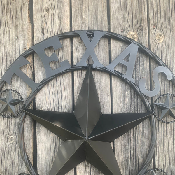 TEXAS 1836 BLACK BARN STAR METAL LONESTAR WESTERN HOME DECOR HANDMADE NEW 16",24",36",50"