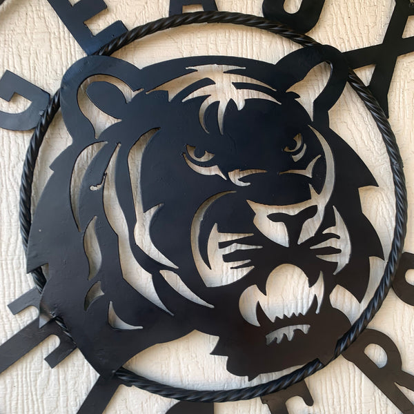 GEAUX TIGERS BLACK CUSTOM METAL VINTAGE CRAFT SIGN TEAM HANDMADE