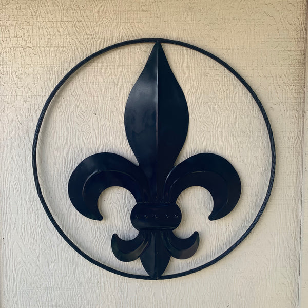 #EH10764 NAVY BLUE 24",36" FLEUR DE LIS METAL WALL ART SIGN WESTERN HOME DECOR HANDMADE NEW