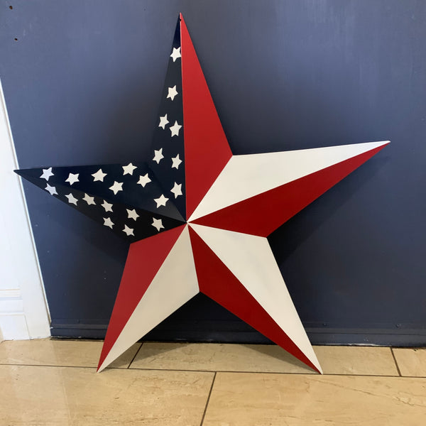 USA FLAG STAR STYLE# 5 RED WHITE & BLUE AMERICANA METAL BARN STAR WALL ART HANDMADE TO ORDER NEW