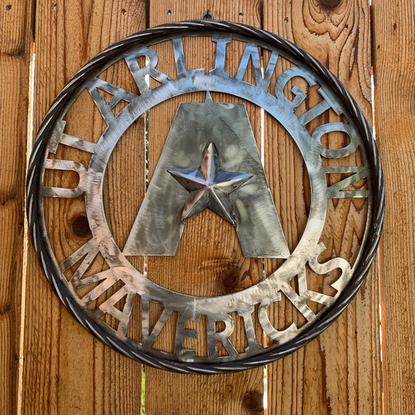 UTA ARLINGTON CUSTOM RAW METAL VINTAGE CRAFT TEAM SIGN WETSERN HOME DECOR HANDMADE